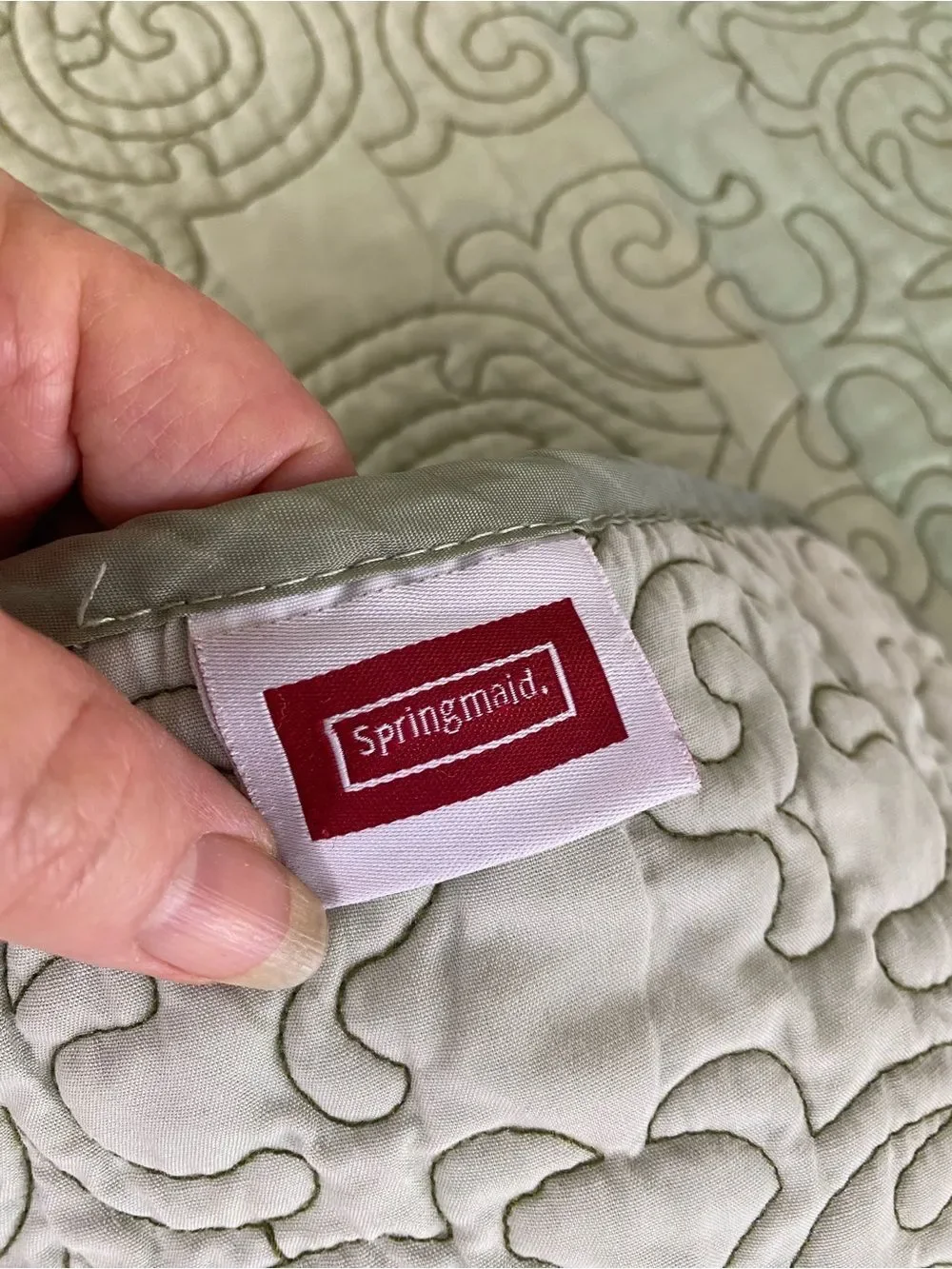 Rare 70s Springmaid patchwork Lightweight bedspread/ Quilt green brown gold